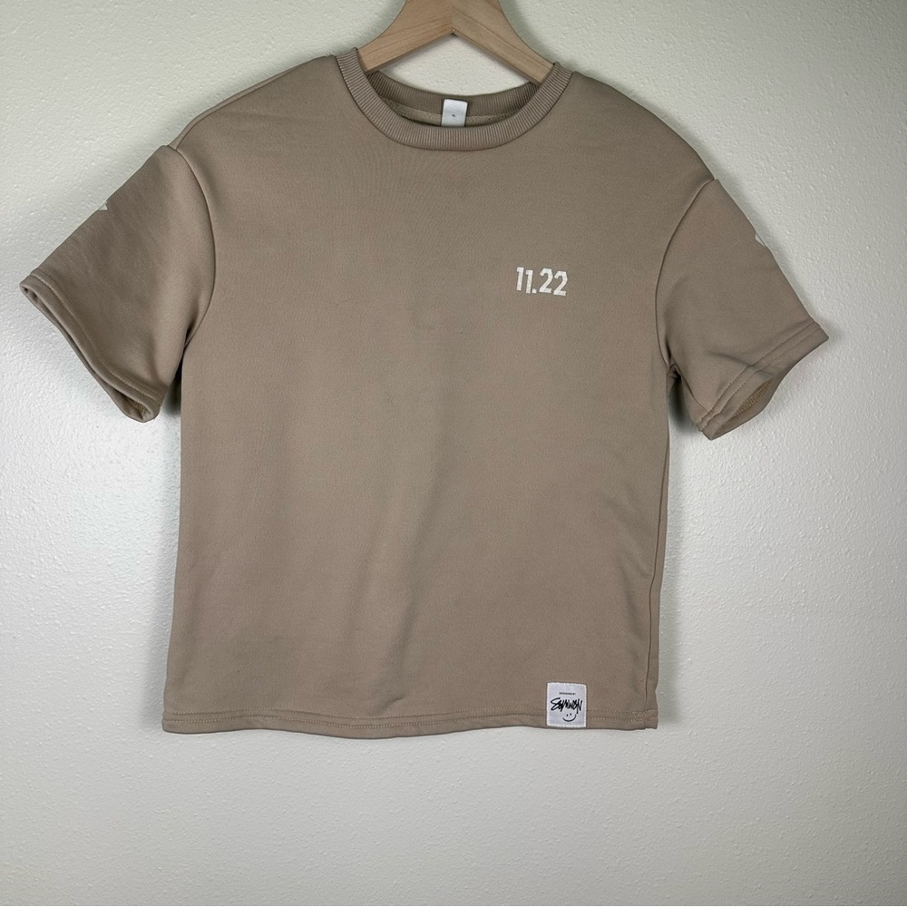 SUMWON Kids 10Y Streetwear Hipster Skater Relaxed Fit Tan Graphic T-Shirt